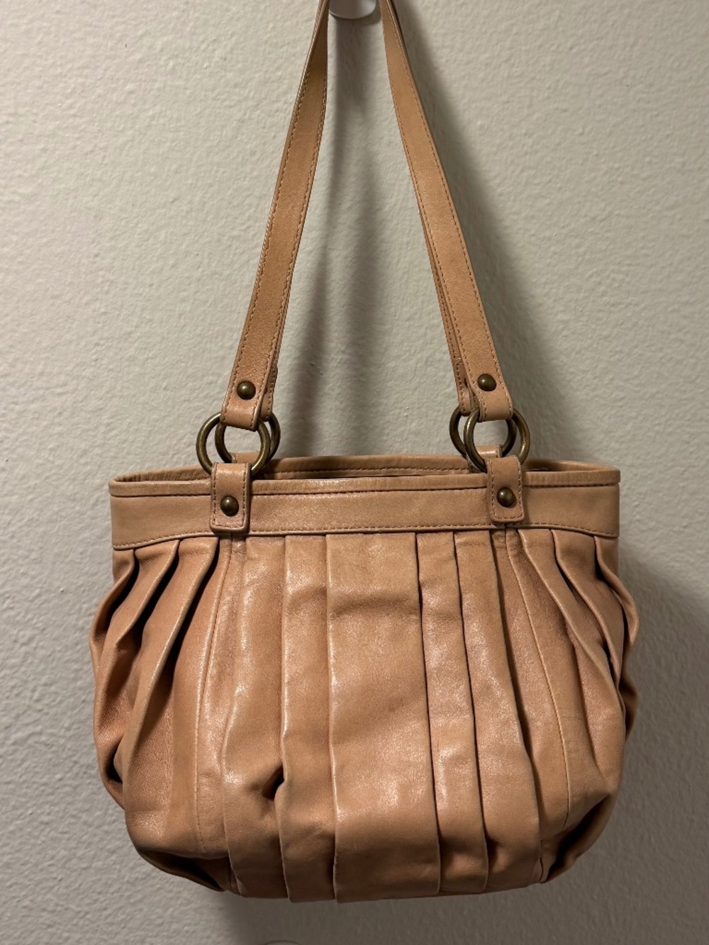 Tano Taupe Pleated Leather Purse